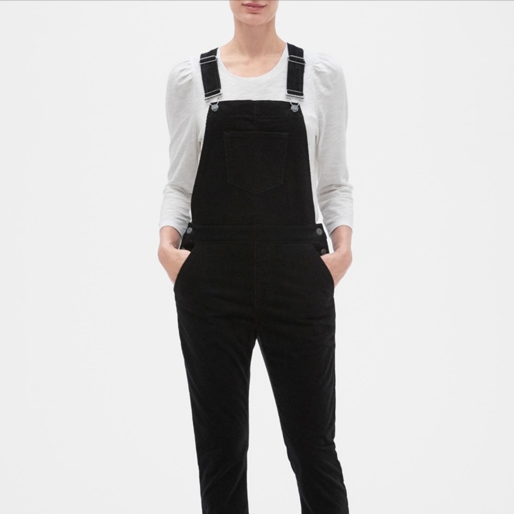 Gap black denim corduroy overalls XS